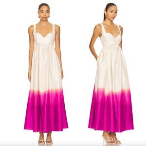 Acler Redin Maxi Dress in Violet Landscape White Pink Purple Linen Gown 2 / 6